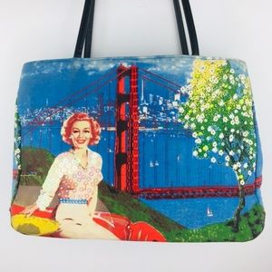 Vintage Retro Purse Bedazzled San Francisco Bridge